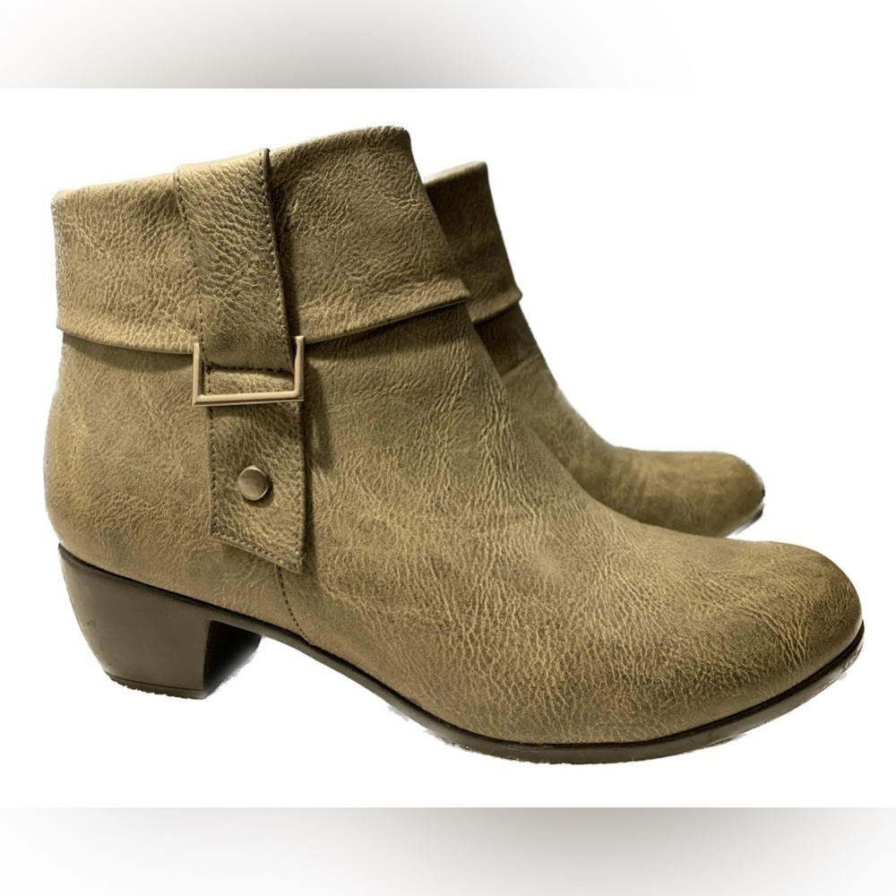 Alia Gray Block Heel Zipper Ankle Boots Ladies Size 9 Low Heel Everyday Booties